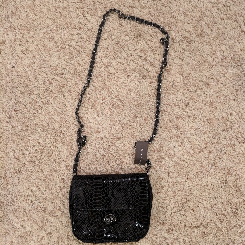 NWT THE LIMITED Black Snakeskin Crossbody!